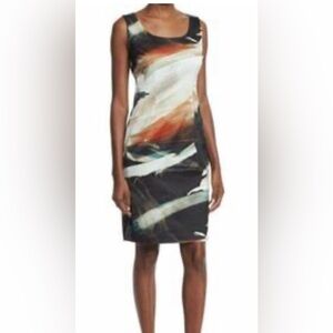 EUC Lafayette 148 New York Size 10 Sleeveless Printed Dress Lined Zip Back